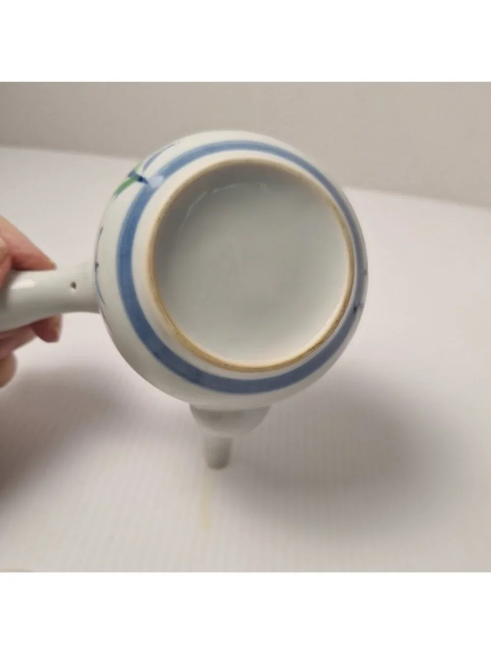 VINTAGE JAPANESE KYUSU MID CENTURY MODERN PORCELAIN TEAPOT SIDE HANDLE FLORAL